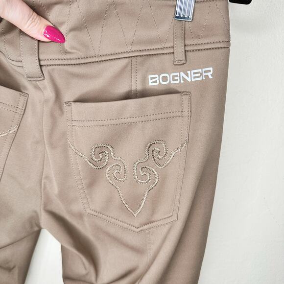 NWOT Bogner Gele Tan Khaki Mid Rise Embroidered Slim Straight Leg Golf Pants 4 - Picture 10 of 16
